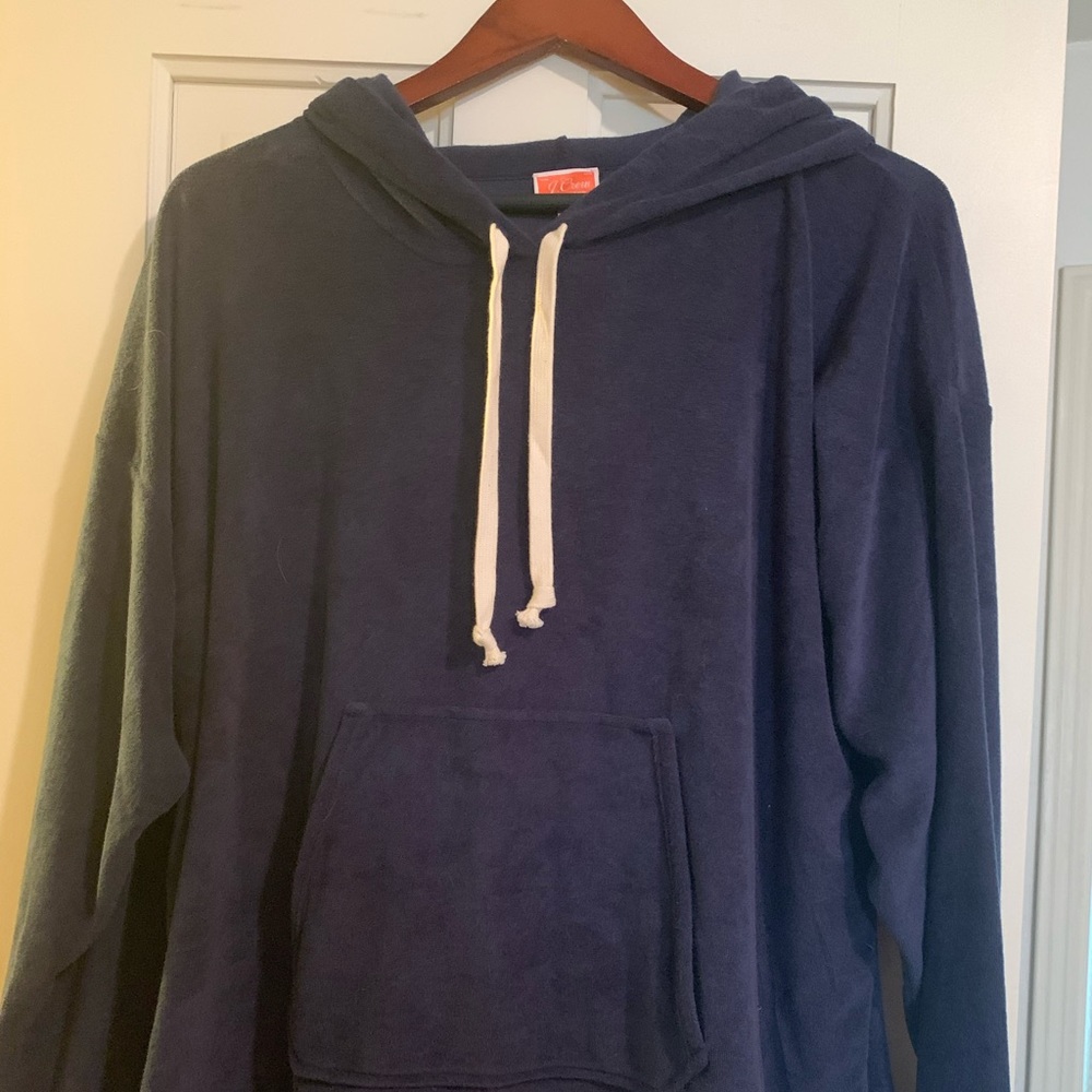 New! Navy Terry J. Crew Hooded Sweatshirt